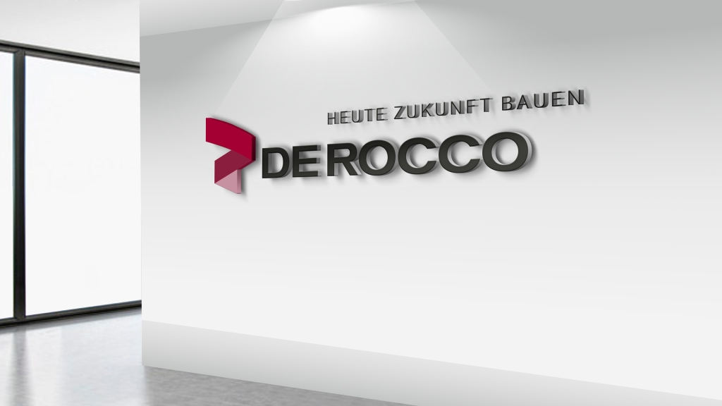 Realistic 3D Wall MockUp mit De Rocco-Logo